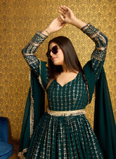 Metalic Looking Gown in Green